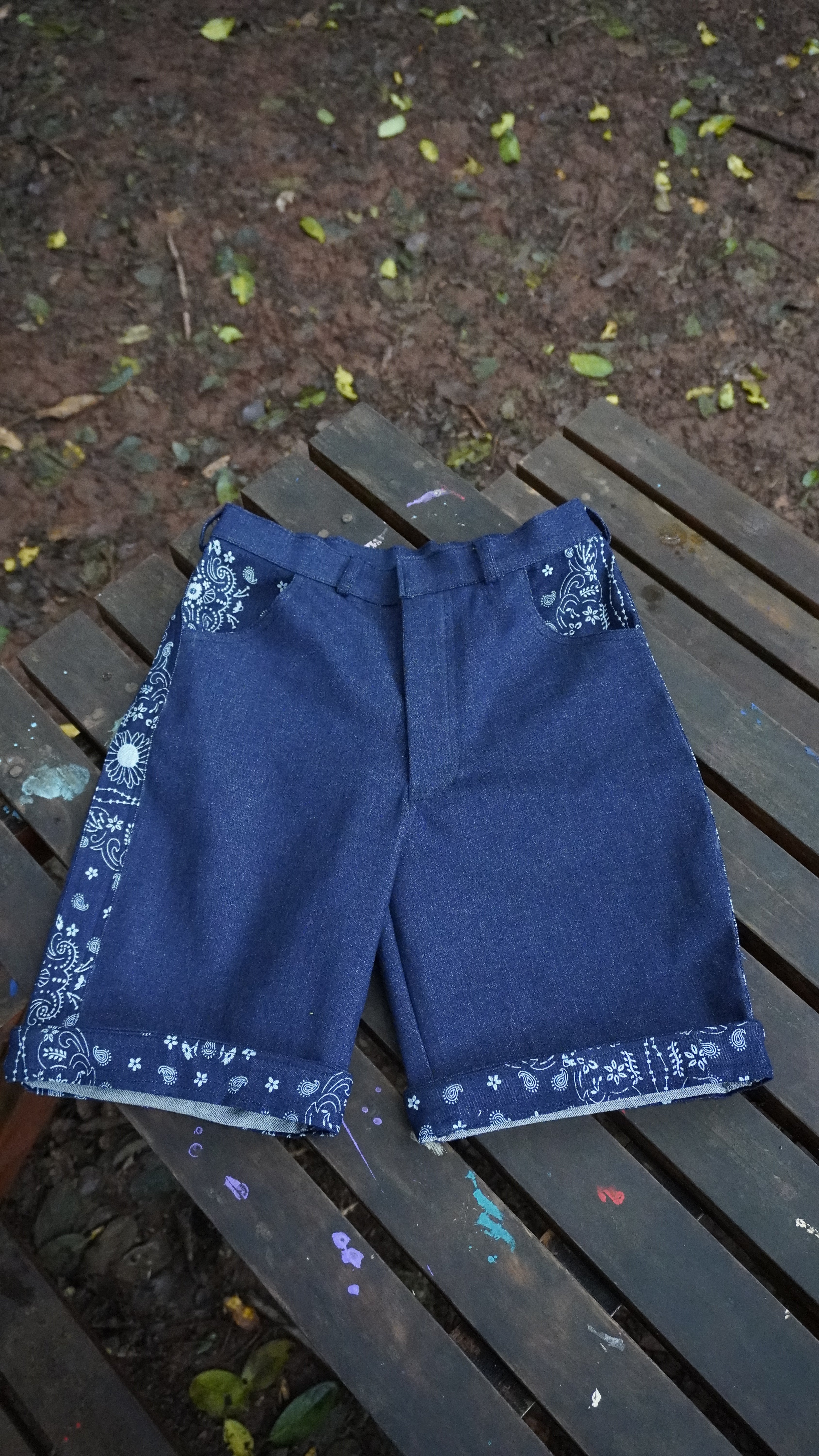 Jean " Bandana Print" Short