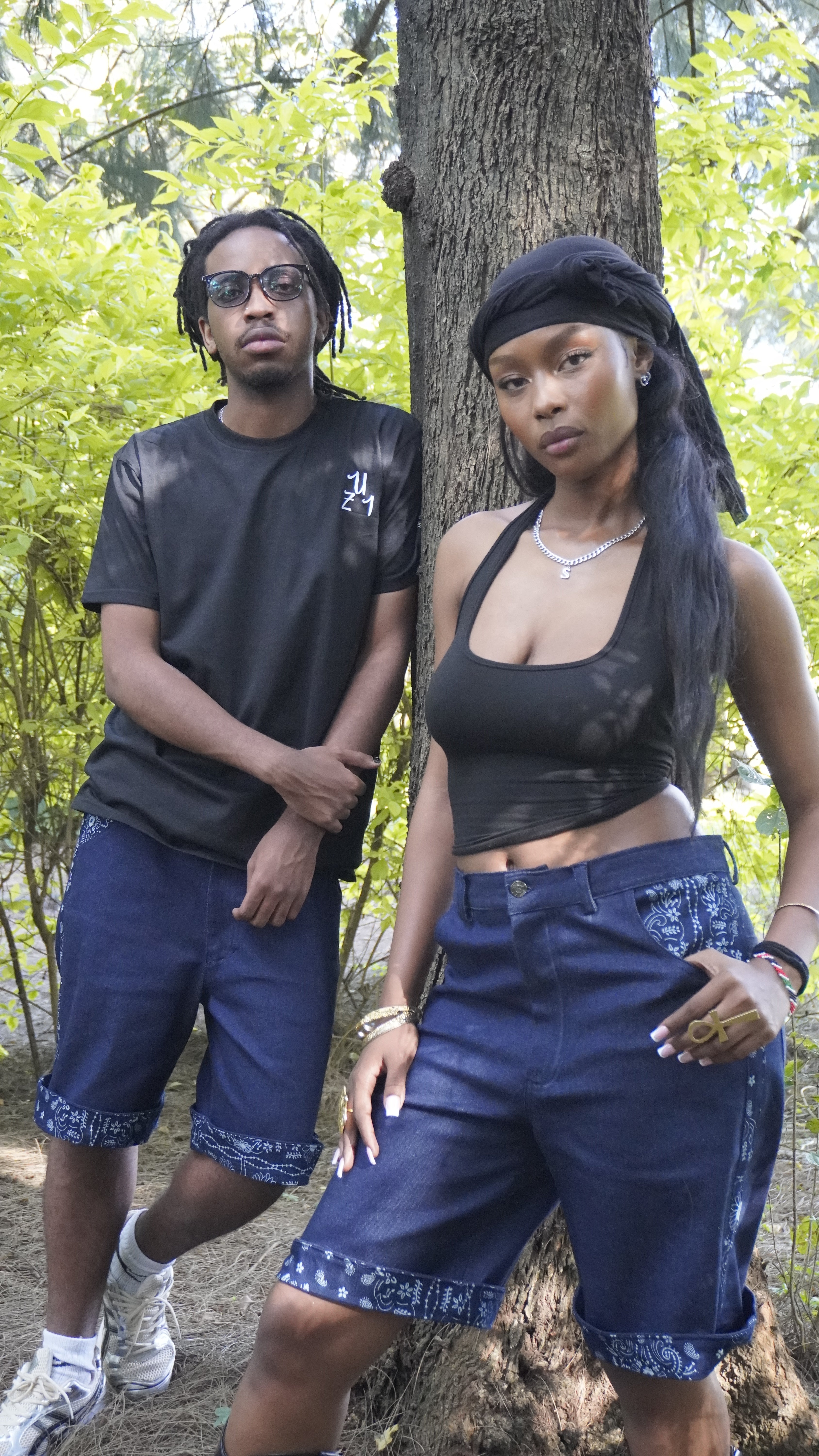 Jean " Bandana Print" Short